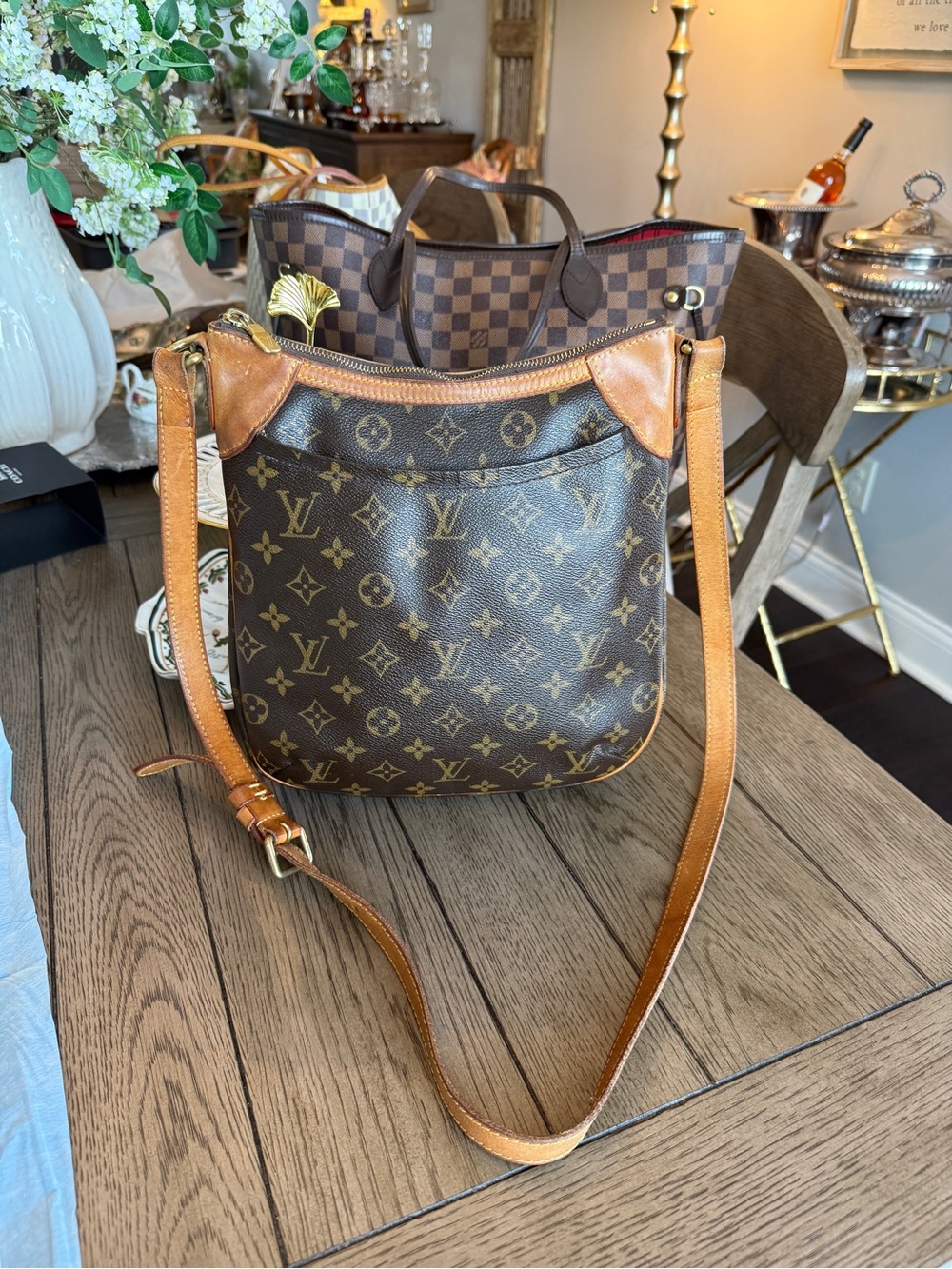 Louis Vuitton Brown Odeon PM Monogram Crossbody Bag with Tan Strap